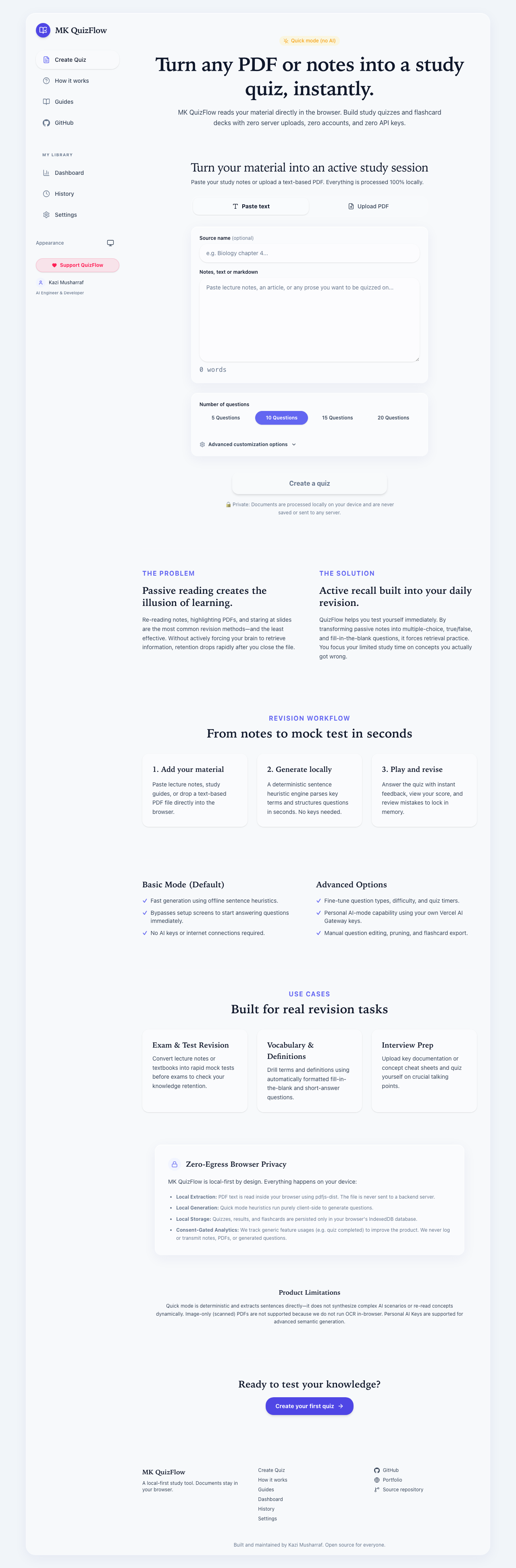 MK QuizFlow home page